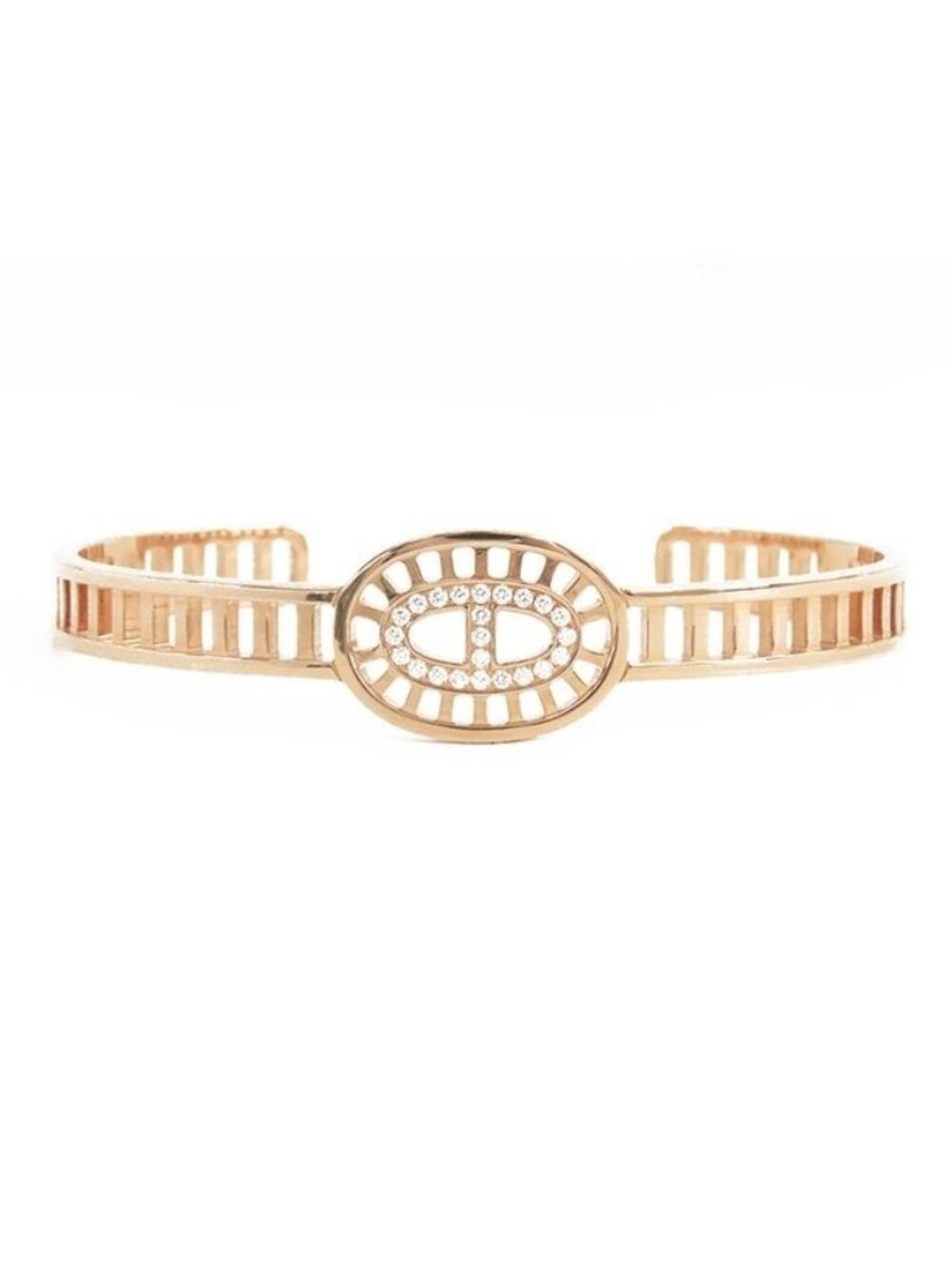 Hermes Chaine D'Ancre Divine Bracelet Pink Gold 18K Diamond Bangle